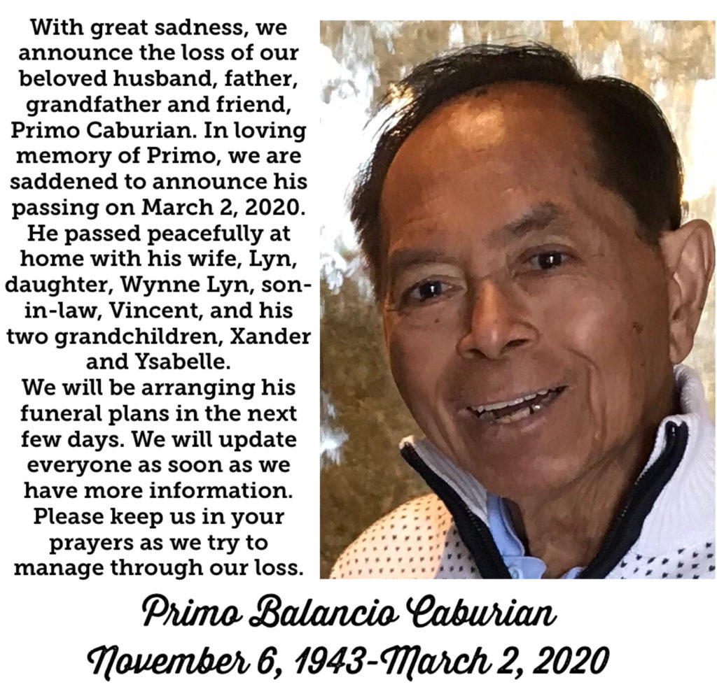 Primo Balancio Caburian Obituary