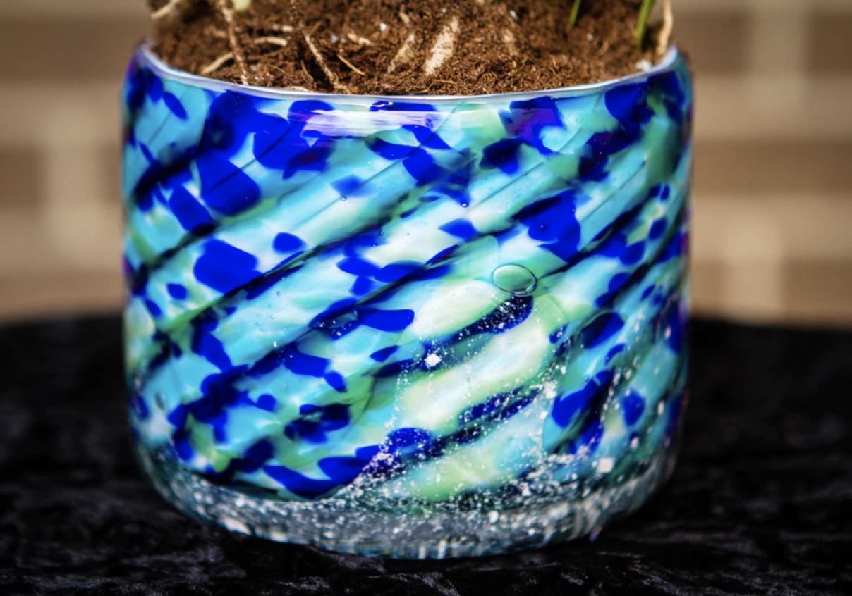 Blue Striped Memorial Planter for Succulents and Plants – Pot Only