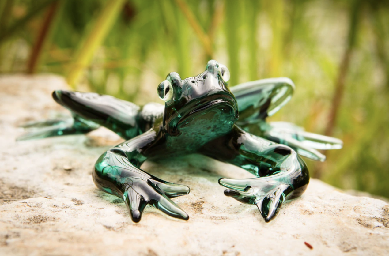 Glass Frog Figurine with Cremains