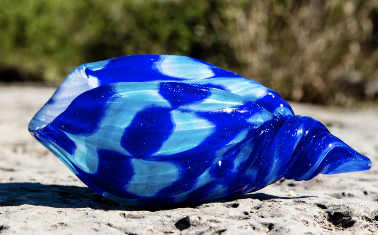Glass Seashell with Cremains