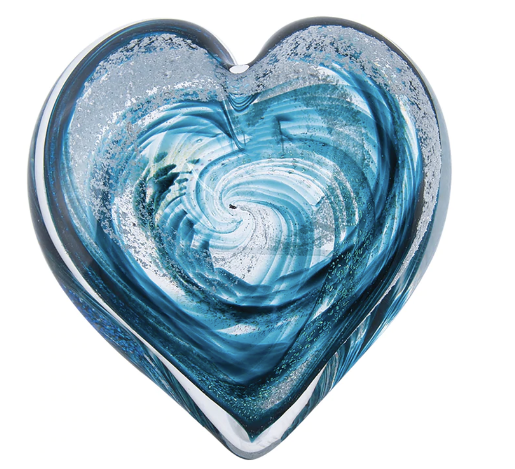 Teal Horizons Giant Heart with Cremains